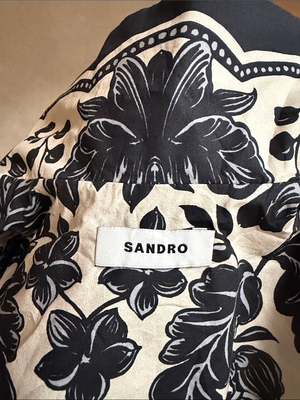 Sandro Cream Jacket with Bold Black Floral Print